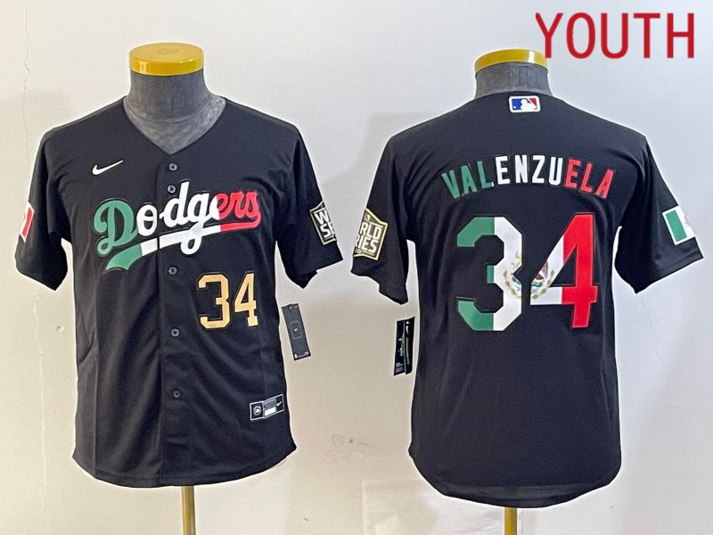 Youth Los Angeles Dodgers 34 Valenzuela Black Game 2024 Nike MLB Jersey style 10295
